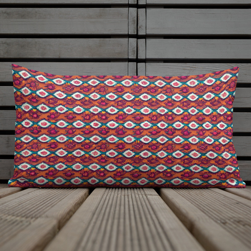 Pink and Orange Facets Premium Pillow