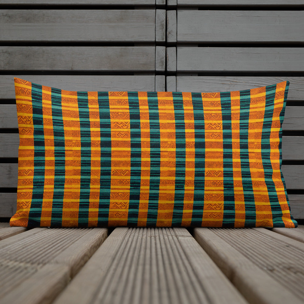 Teal & Tangerine Tapestry Premium Pillow