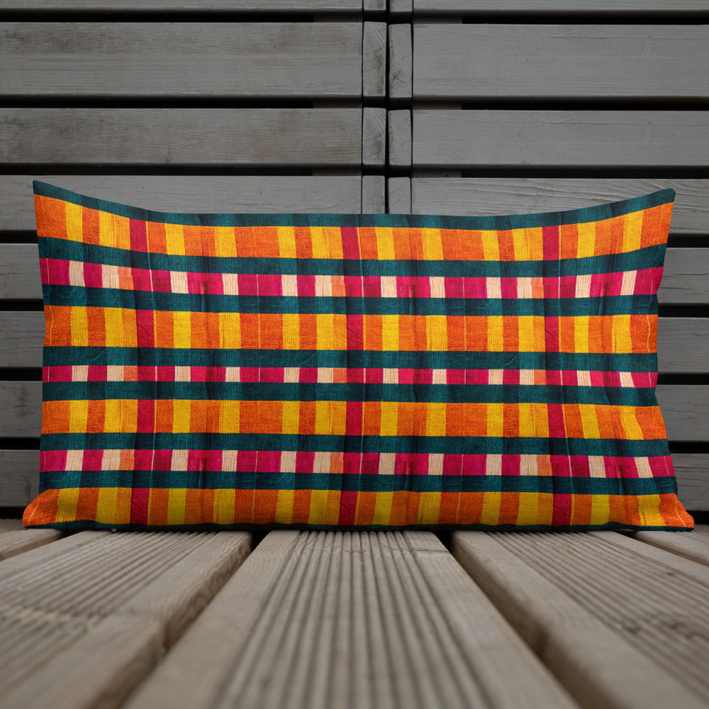 Tropical Fiesta Plaid Premium Pillow