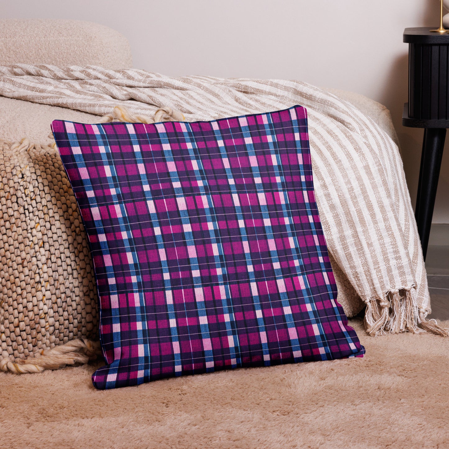 Fuchsia Fusion Check Premium Pillow