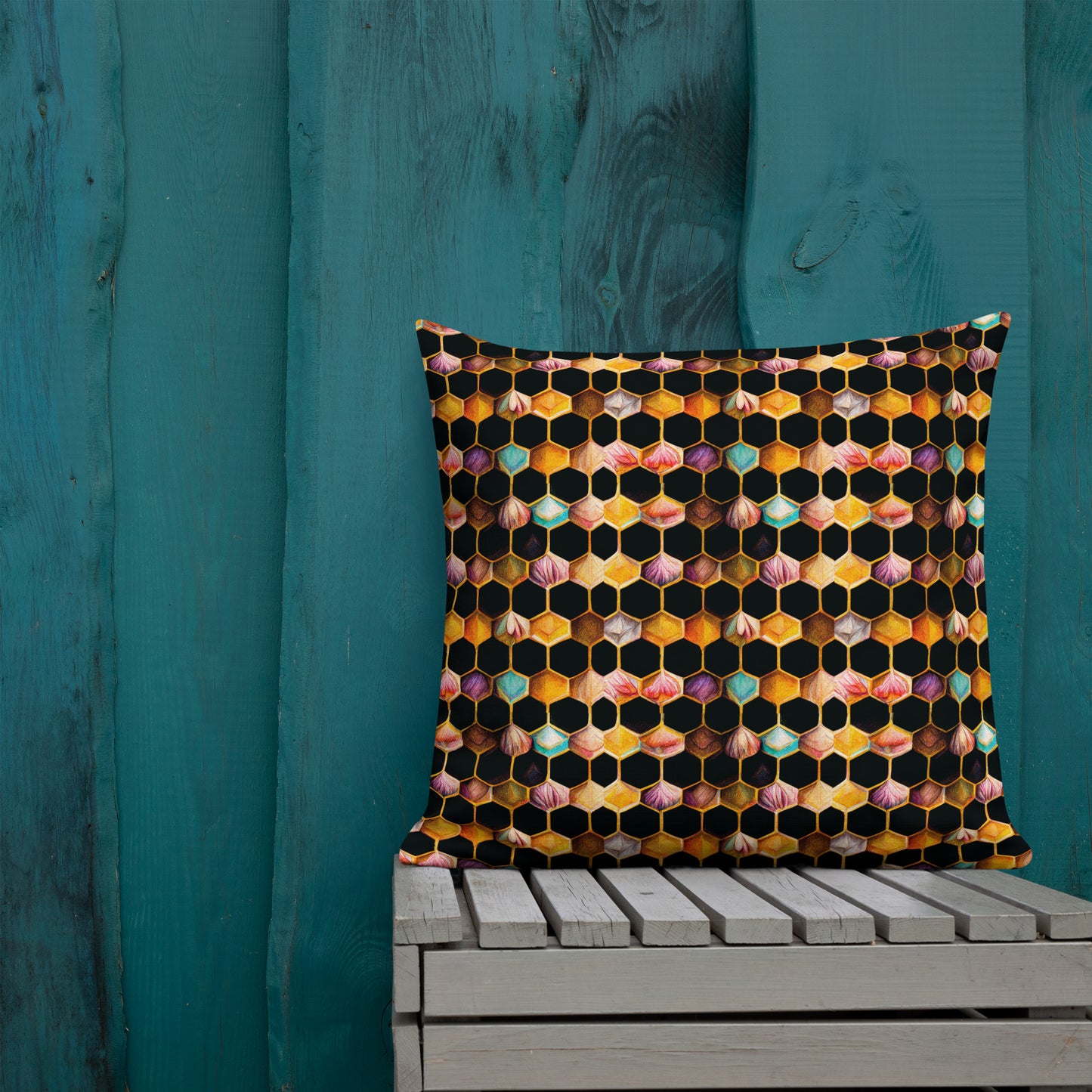 Beehive Lattice Love Premium Pillow