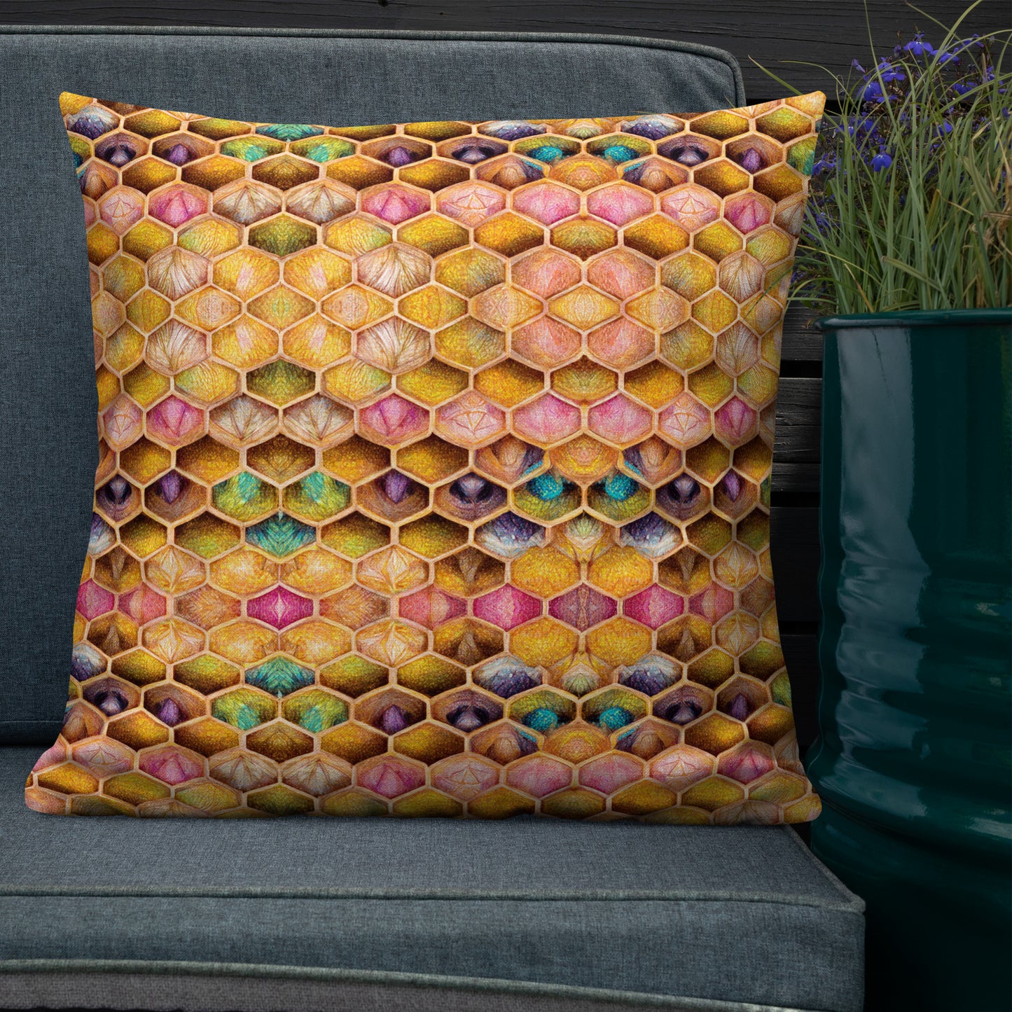 Rainbow Hive Radiance Premium Pillow