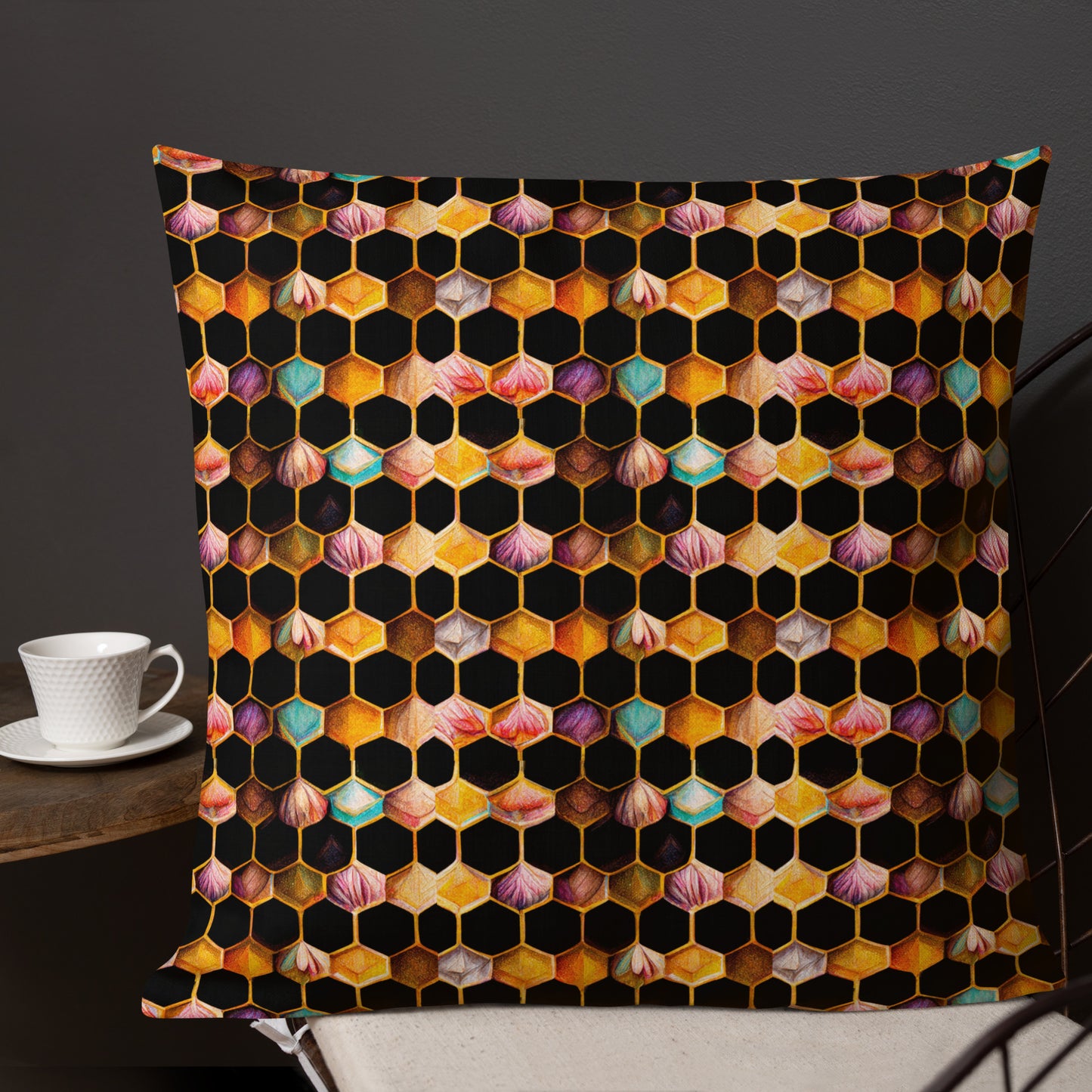 Beehive Lattice Love Premium Pillow