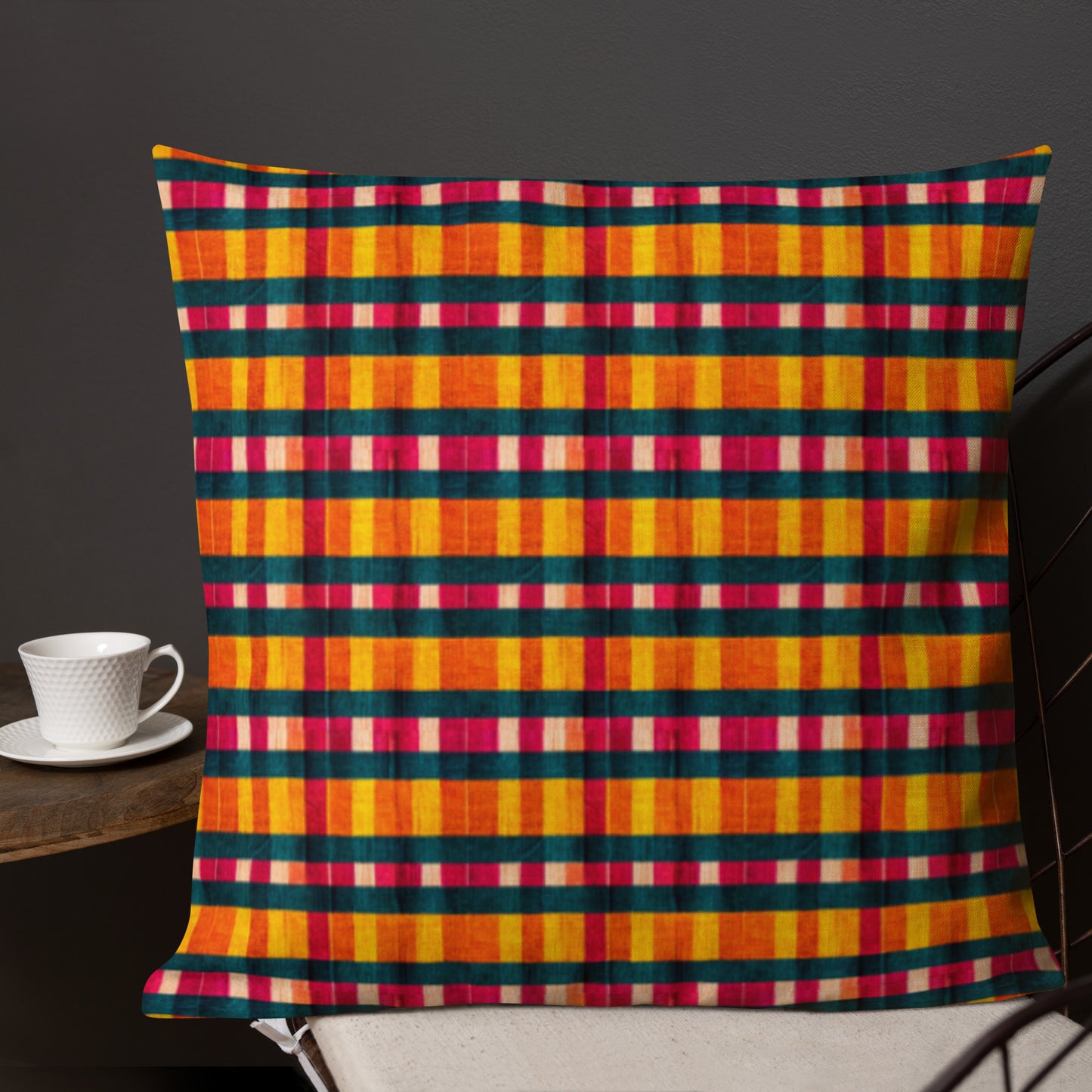 Tropical Fiesta Plaid Premium Pillow