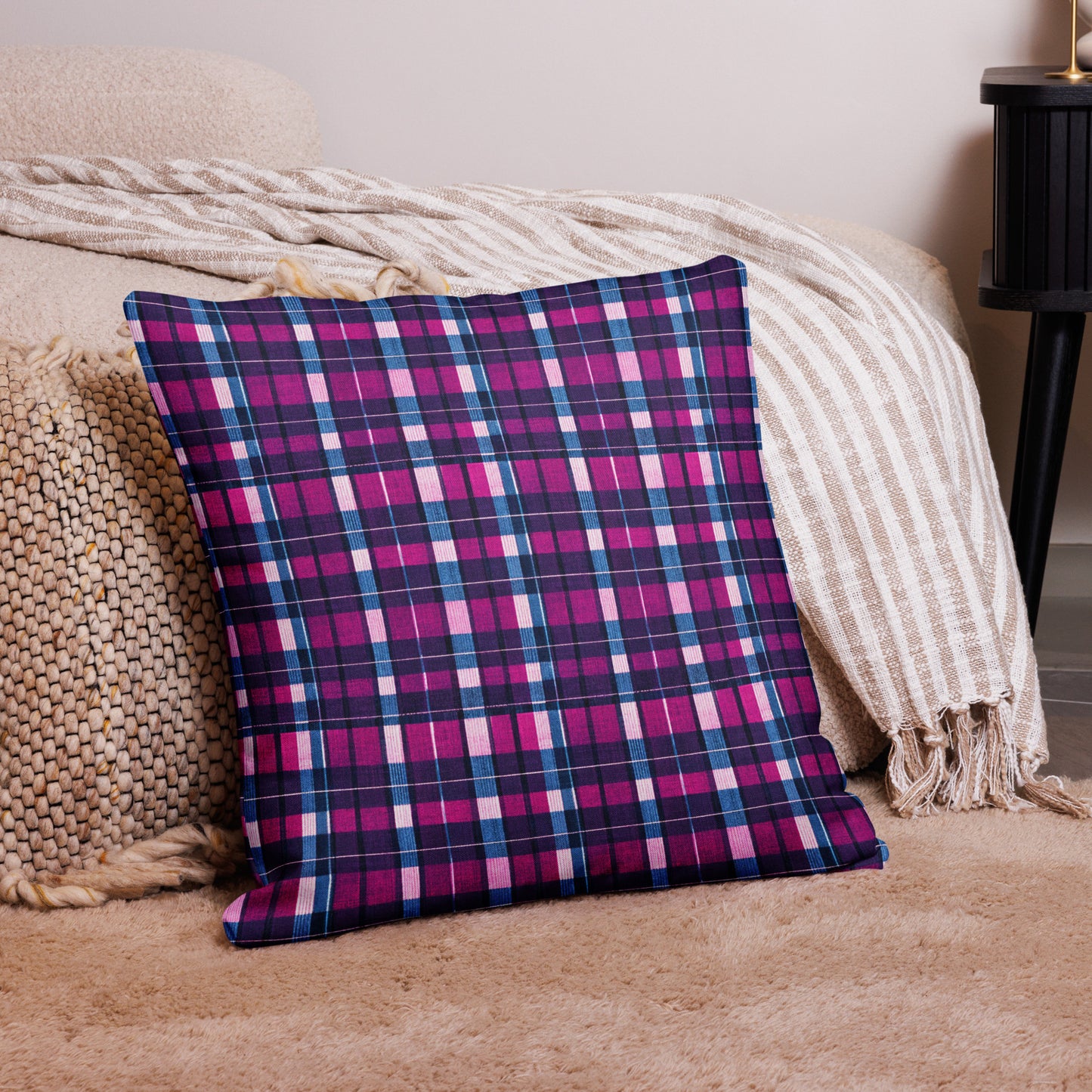 Fuchsia Fusion Check Premium Pillow