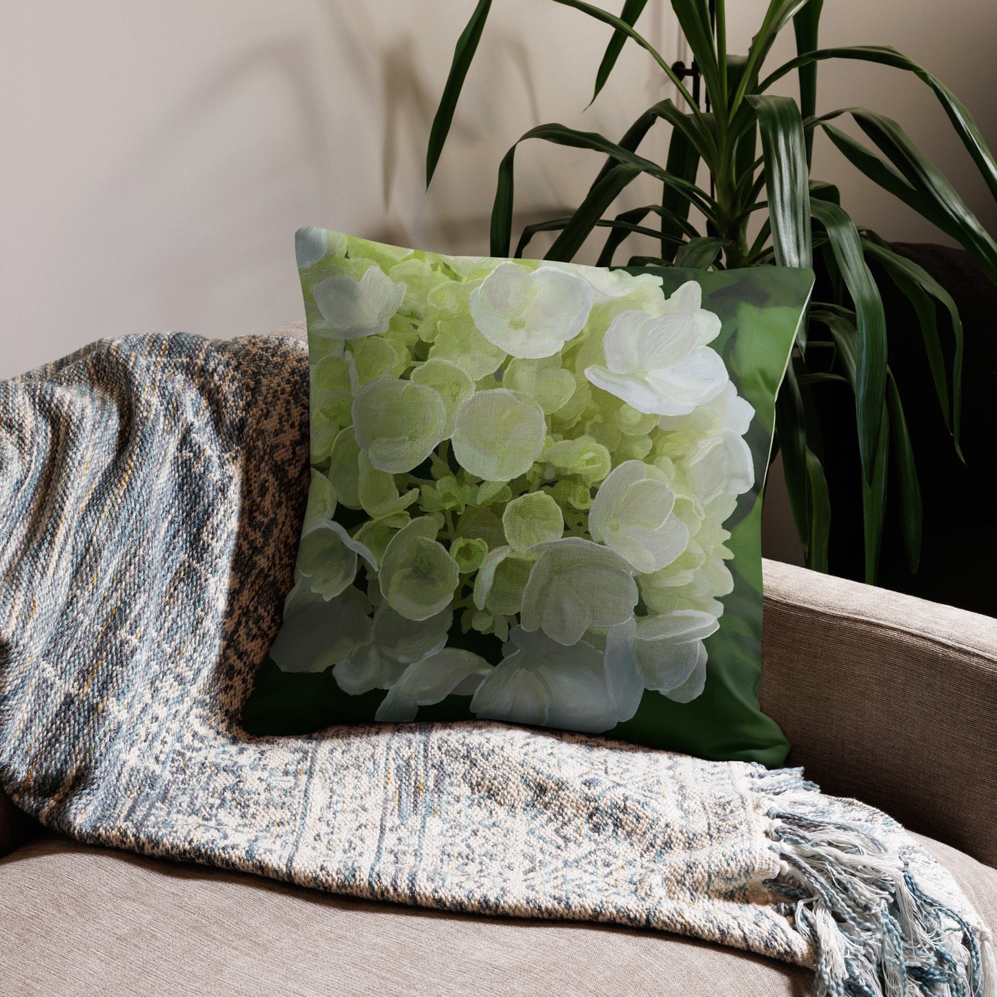 Jose’s White Hydrangea Premium Pillow