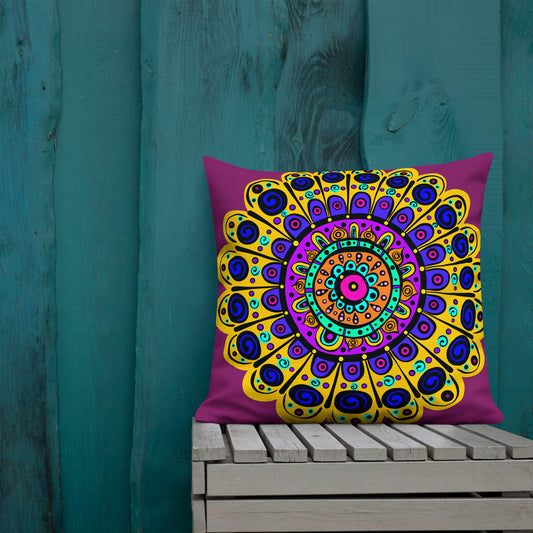 Mandala with Yellow Premium Pillow