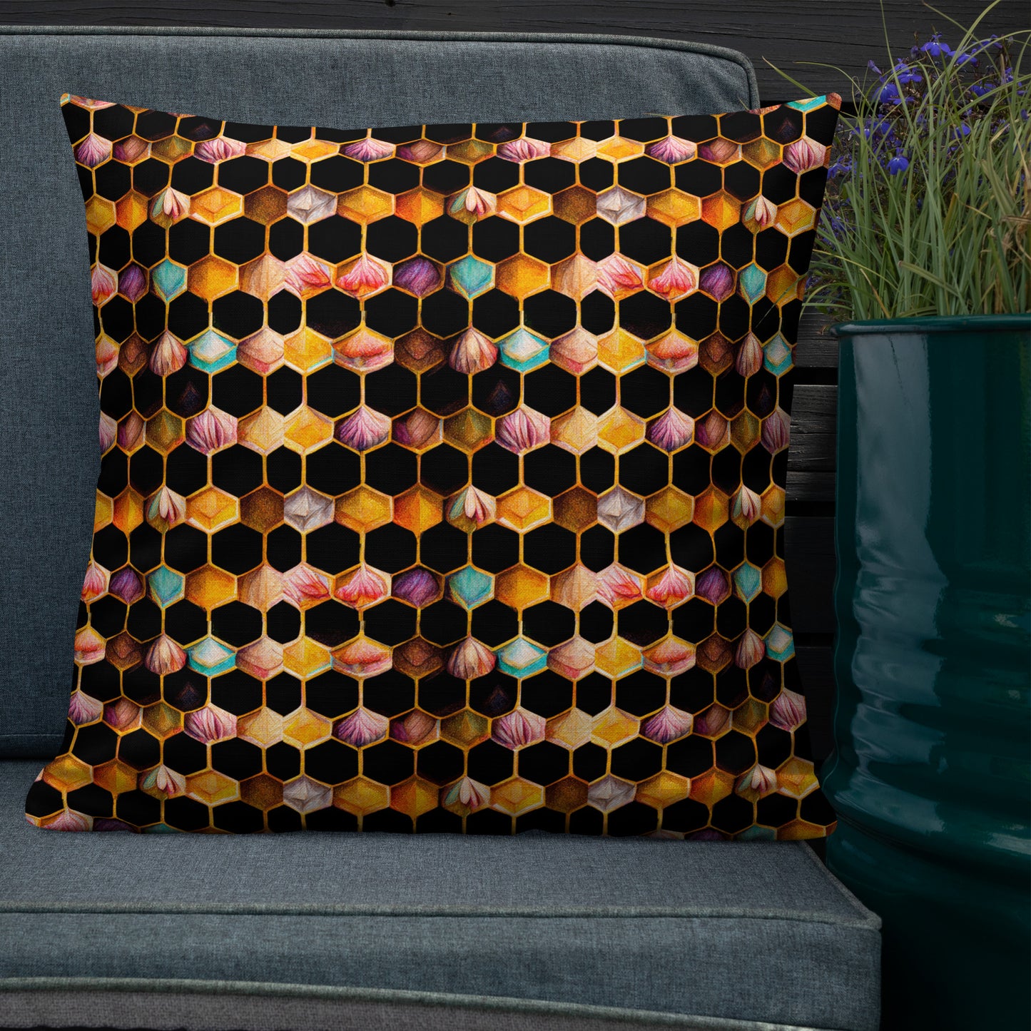 Beehive Lattice Love Premium Pillow