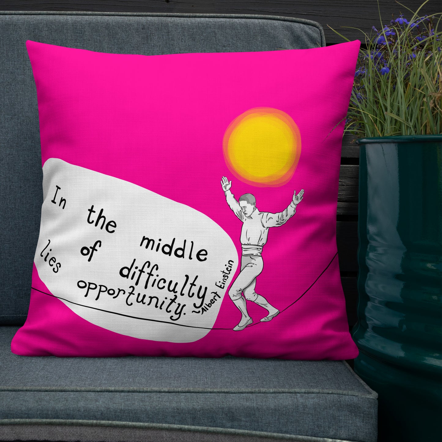 In the middle of difficulty in Pink Premium Pillow