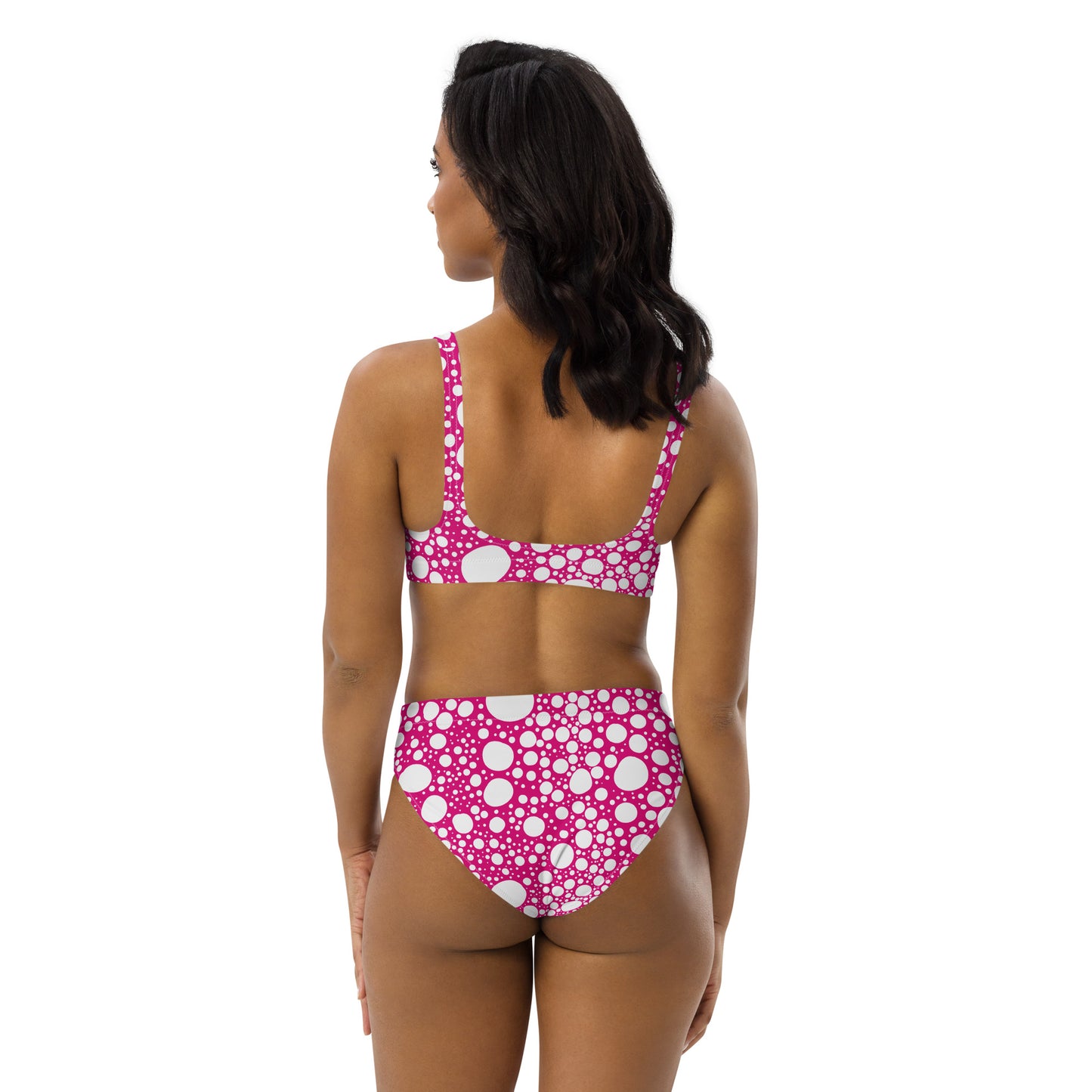 Blanca Ink Spots on Pink Recycled high-waisted bikini