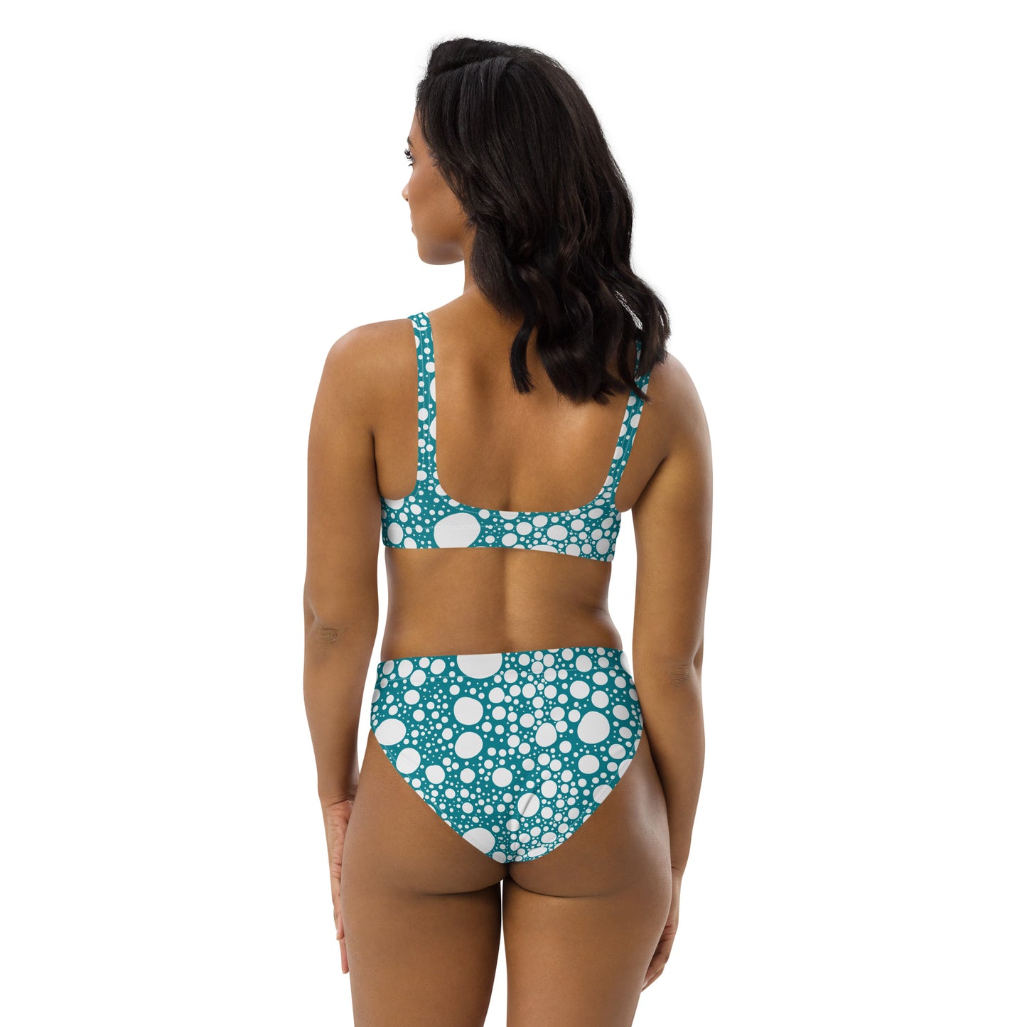 Blanca Ink Spots Blue Recycled high-waisted bikini