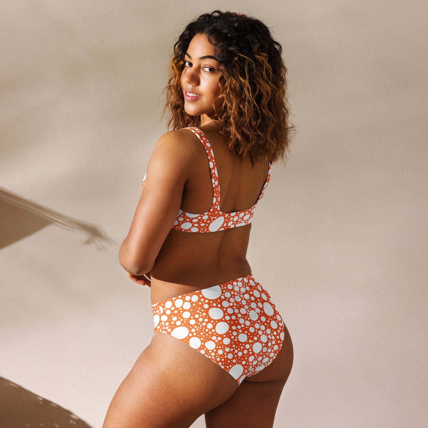 Blanca Ink Spots Orange Recycled high-waisted bikini