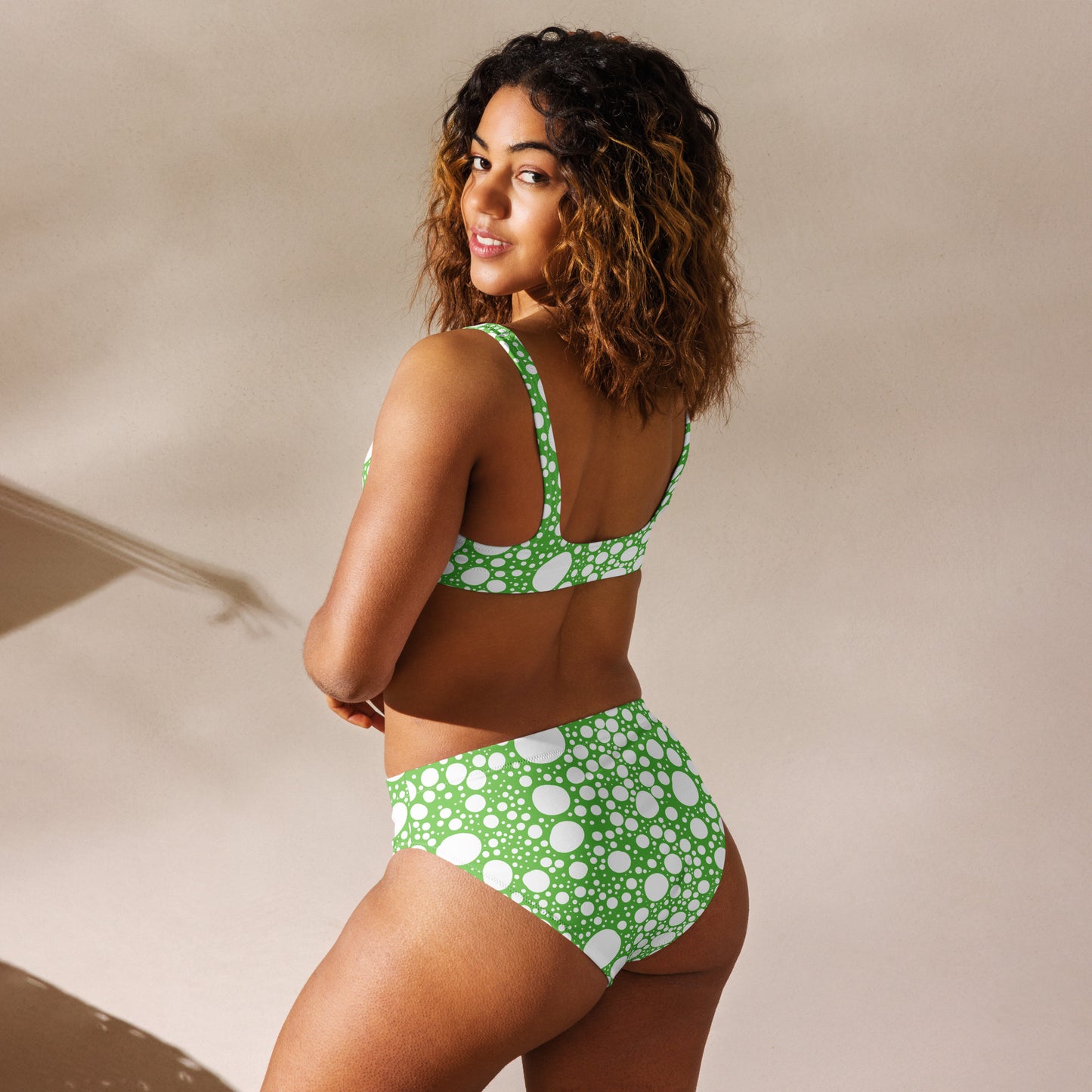 Blanca Ink Spots on Green Recycled high-waisted bikini