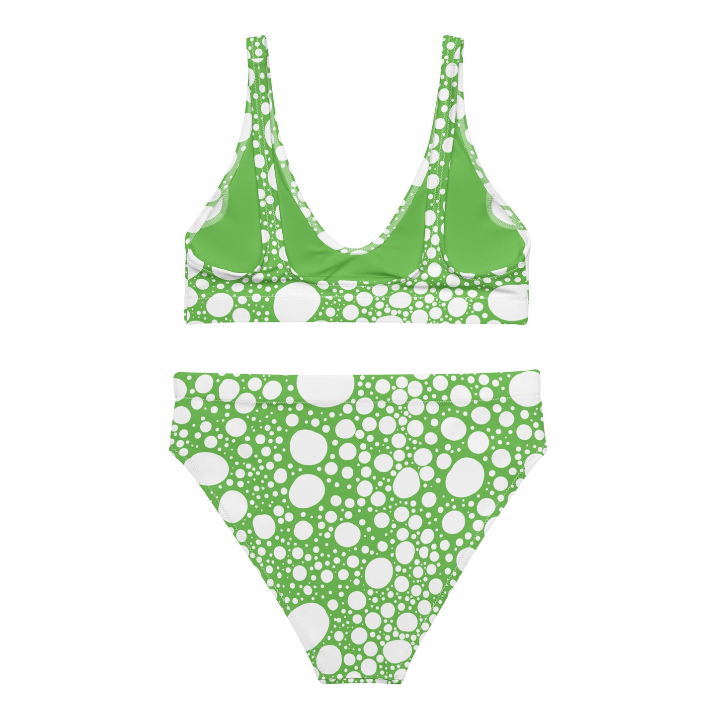 Blanca Ink Spots on Green Recycled high-waisted bikini