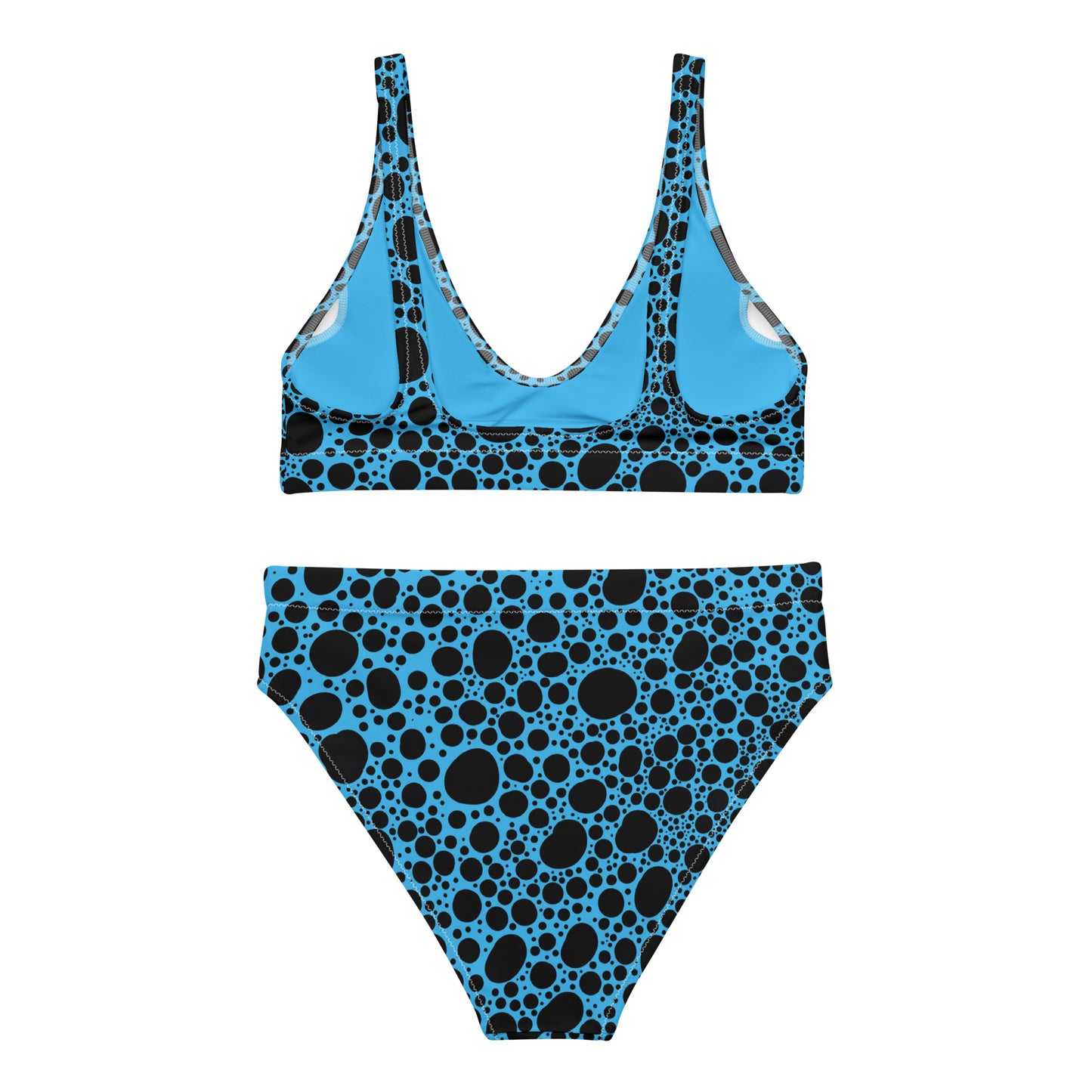 Noir Pointillism On Blue Recycled high-waisted bikini