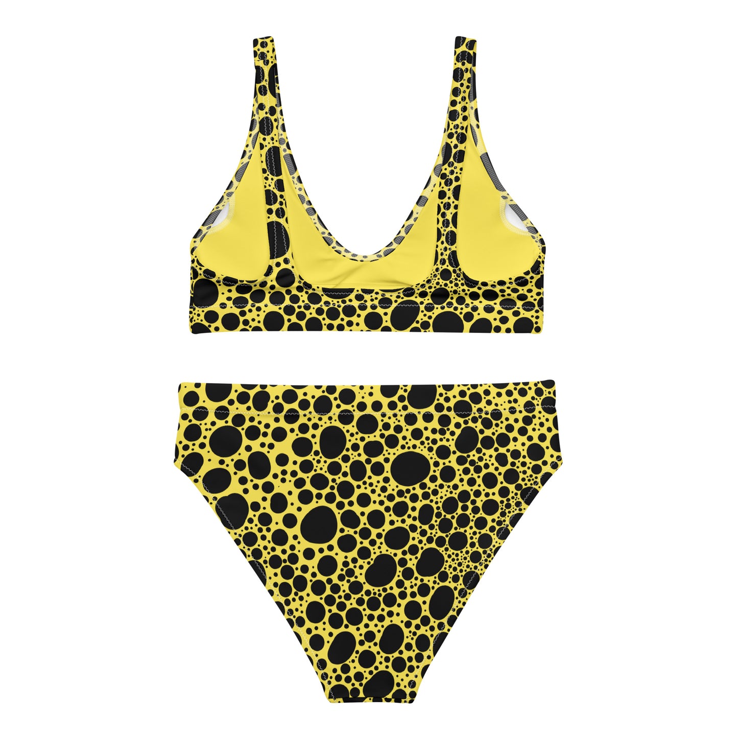 Noir Pointillism on Lemon Recycled high-waisted bikini