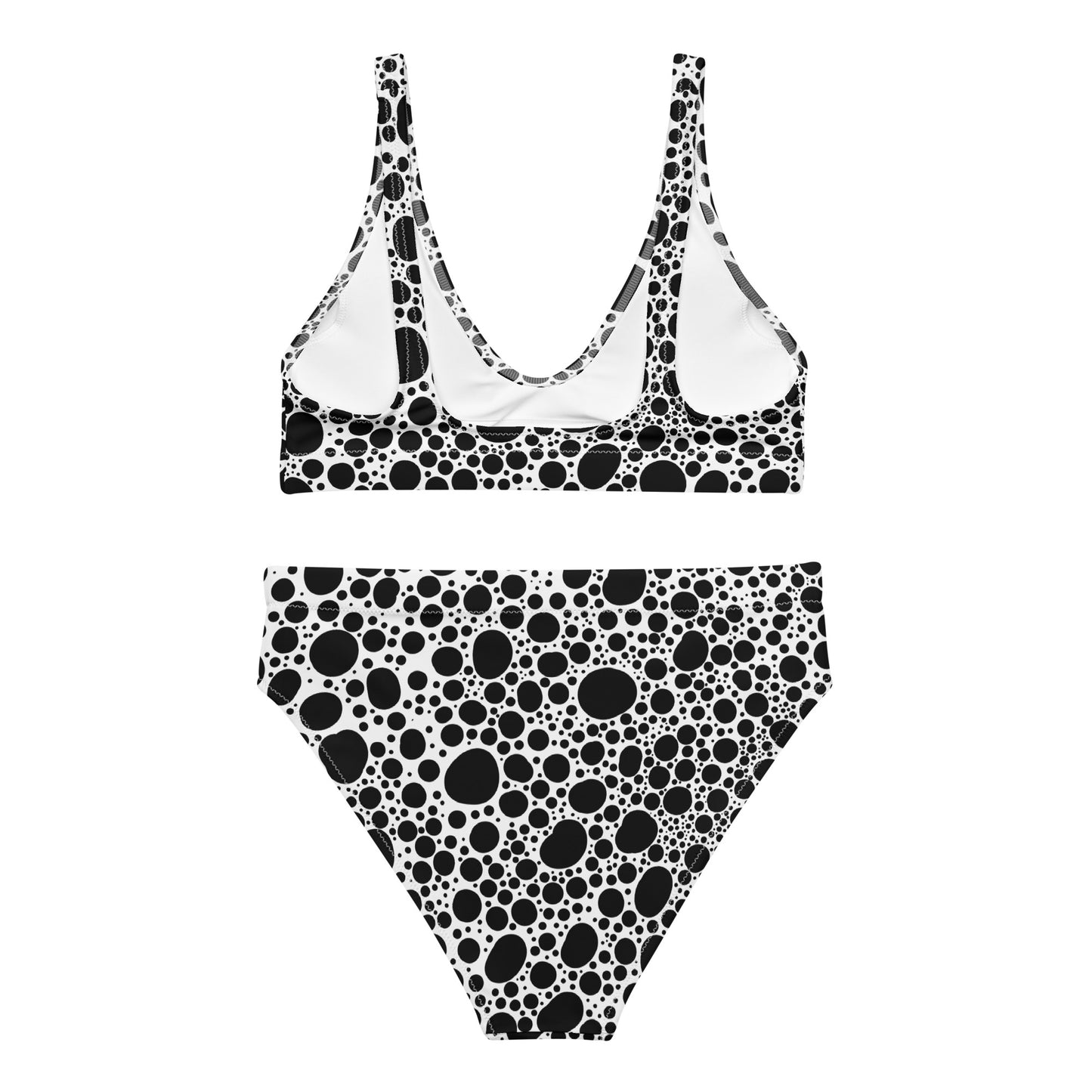 Noir Pointillism on White Recycled high-waisted bikini