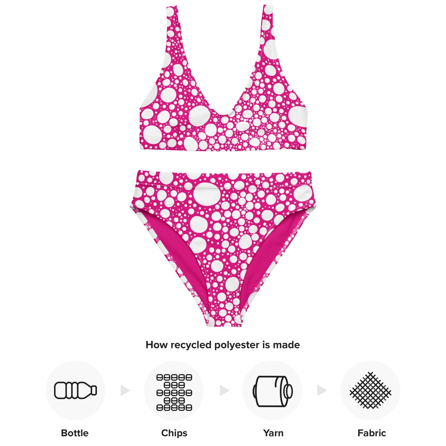 Blanca Ink Spots on Pink Recycled high-waisted bikini