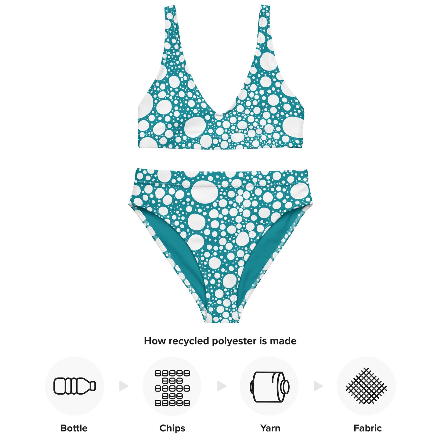 Blanca Ink Spots Blue Recycled high-waisted bikini