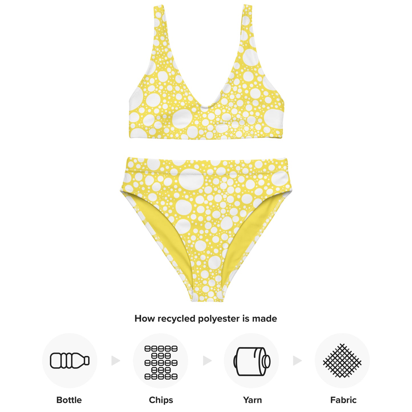 Blanca Ink Spots on Lemon Recycled high-waisted bikini