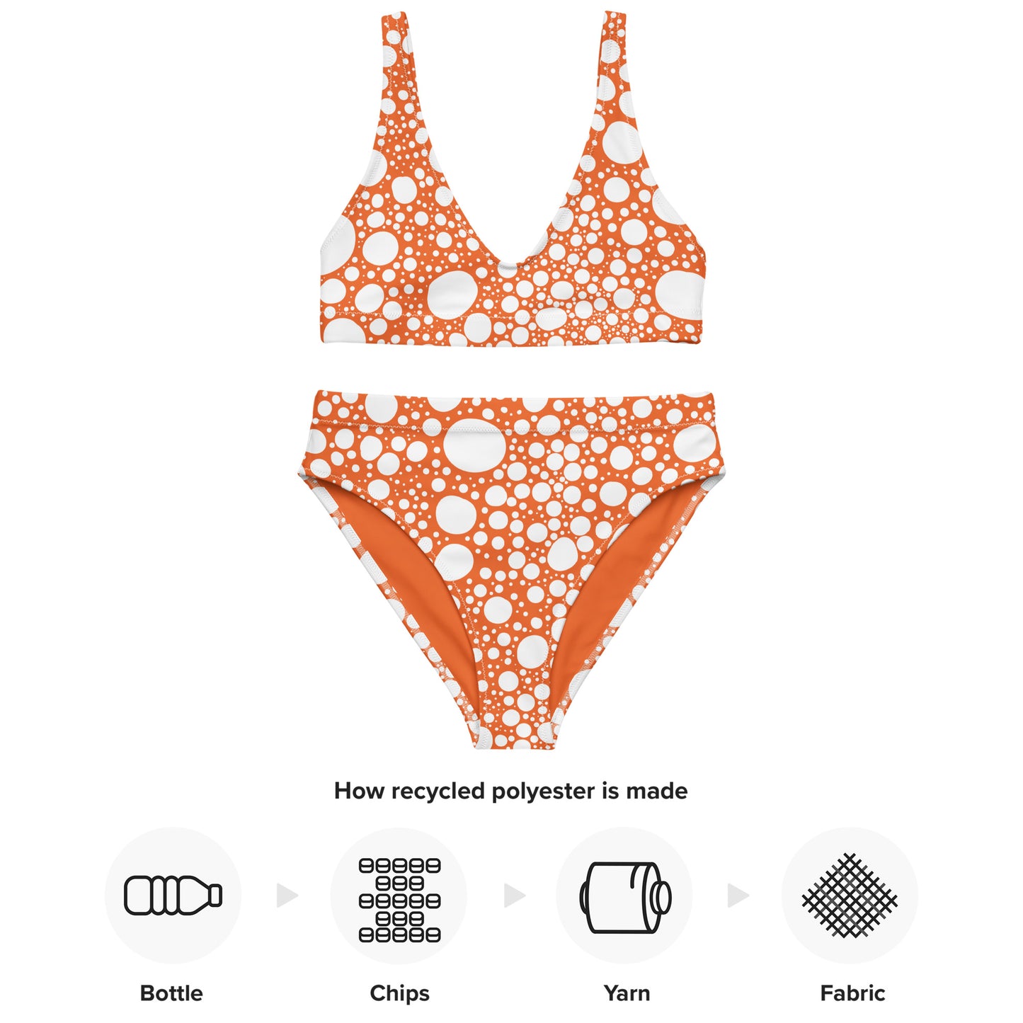 Blanca Ink Spots Orange Recycled high-waisted bikini