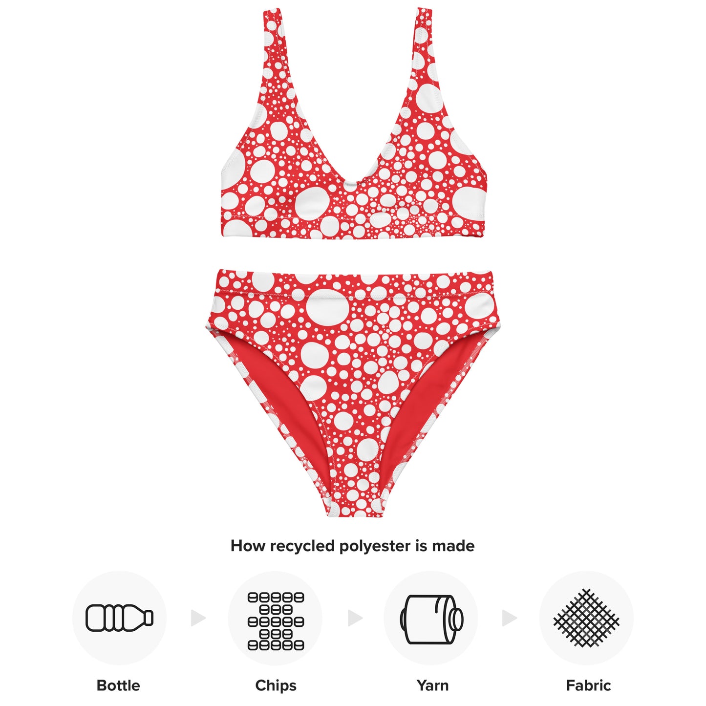 Blanca Ink Spots on Red Recycled high-waisted bikini