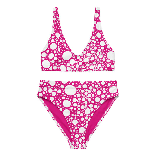 Blanca Ink Spots on Pink Recycled high-waisted bikini