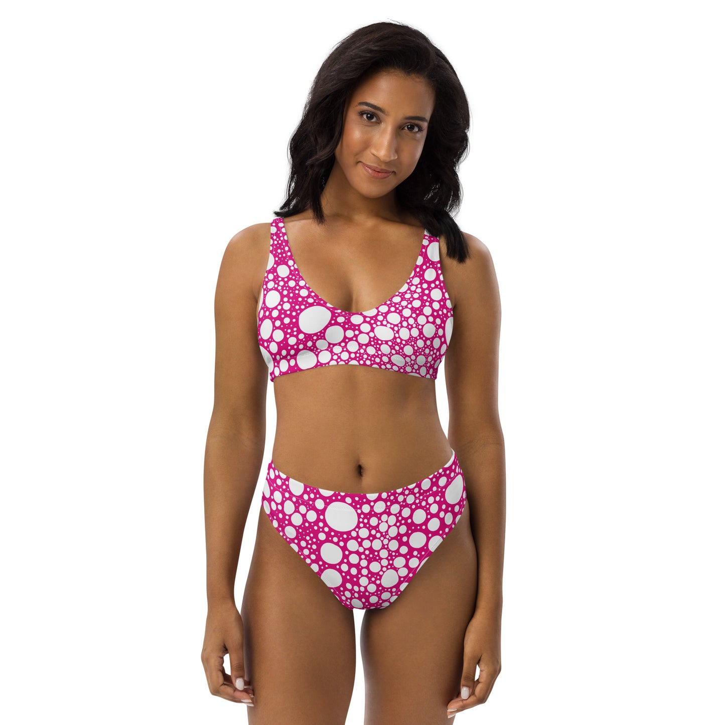 Blanca Ink Spots on Pink Recycled high-waisted bikini