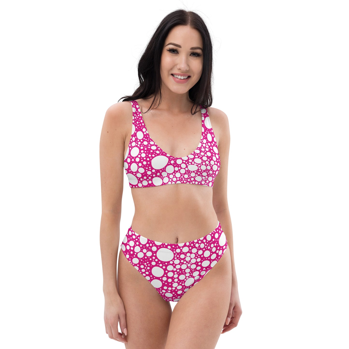 Blanca Ink Spots on Pink Recycled high-waisted bikini