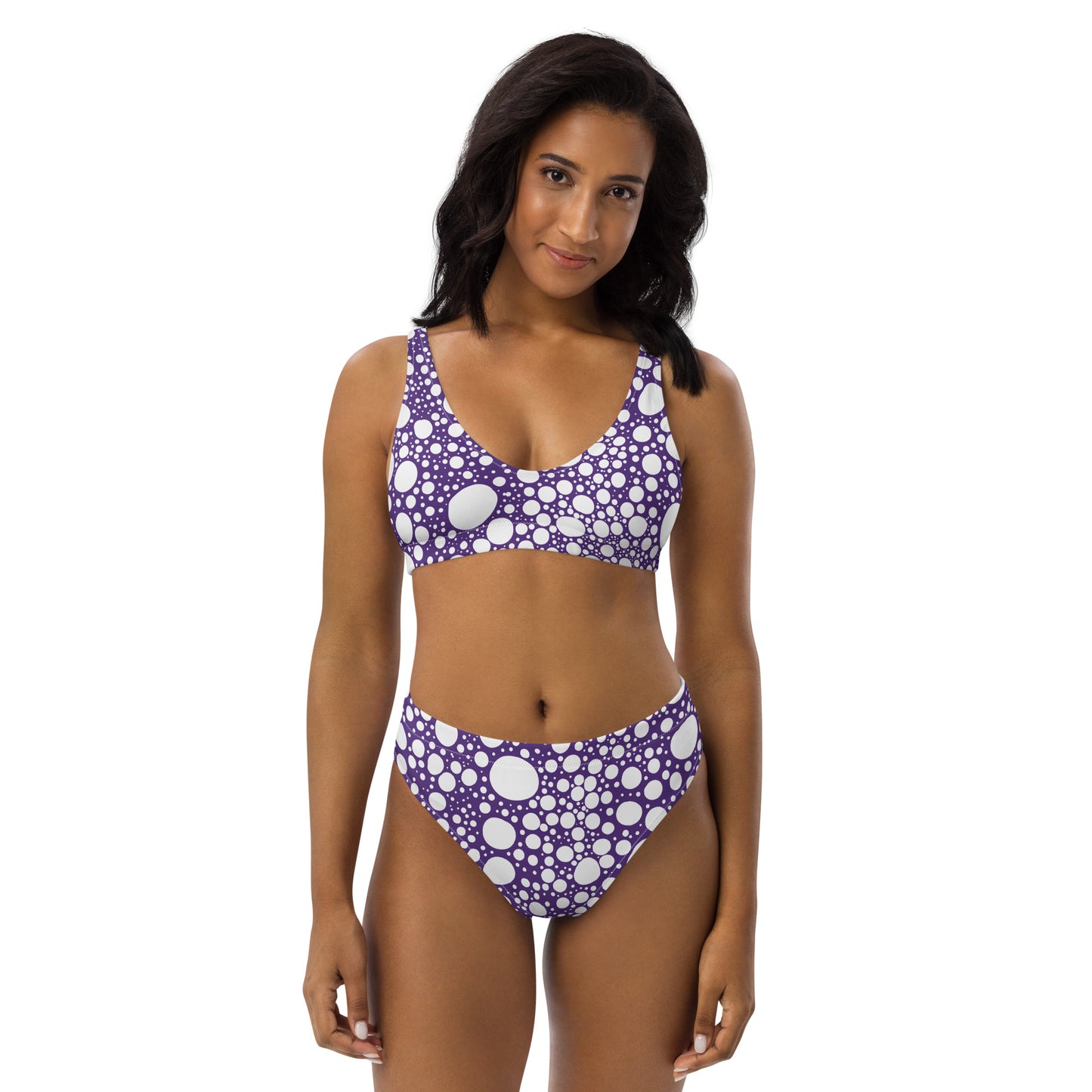 Blanca Ink Spots on Purple Recycled high-waisted bikini