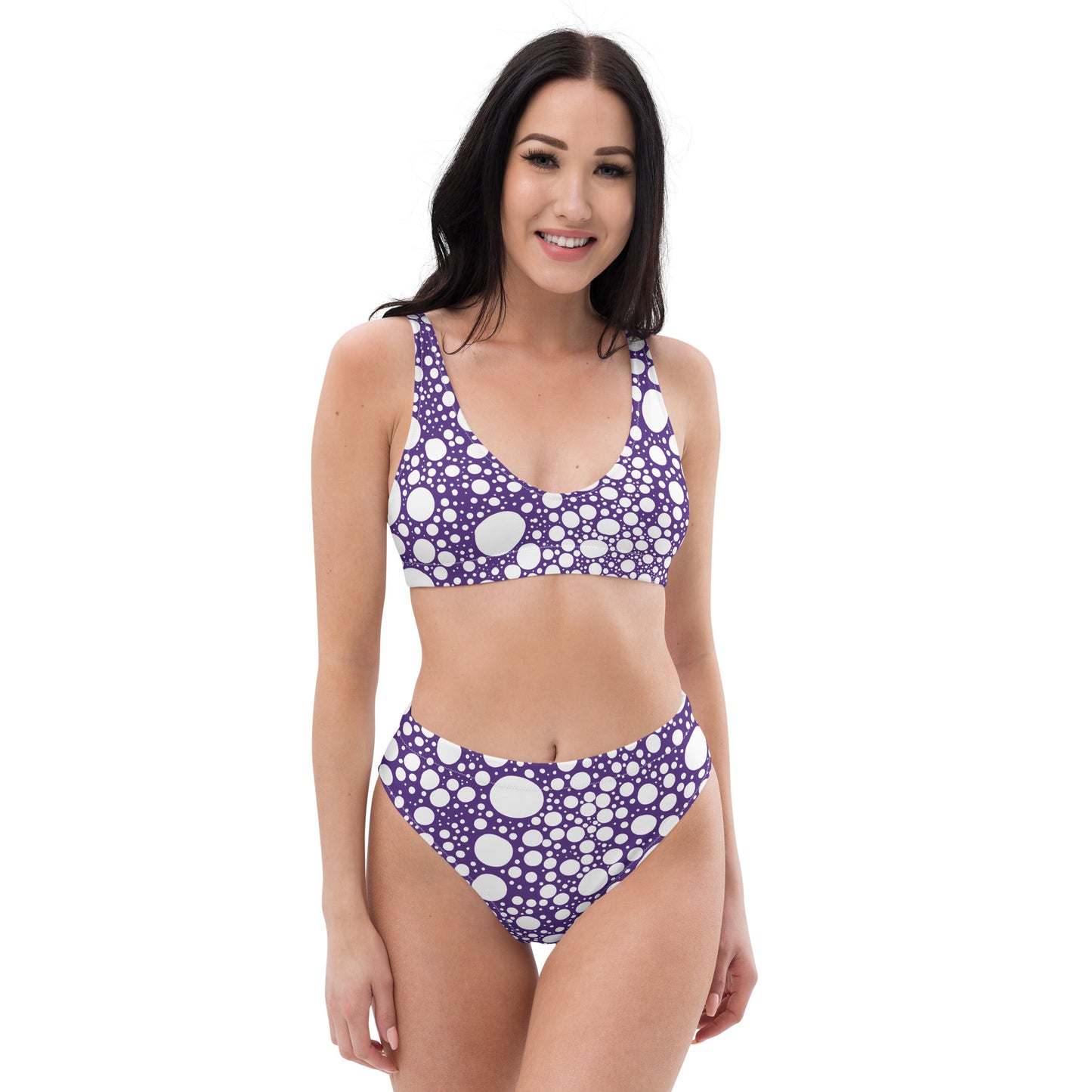 Blanca Ink Spots on Purple Recycled high-waisted bikini