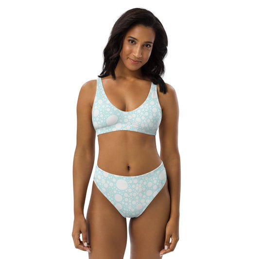 Blanca Ink Spots on Baby Blue Recycled high-waisted bikini