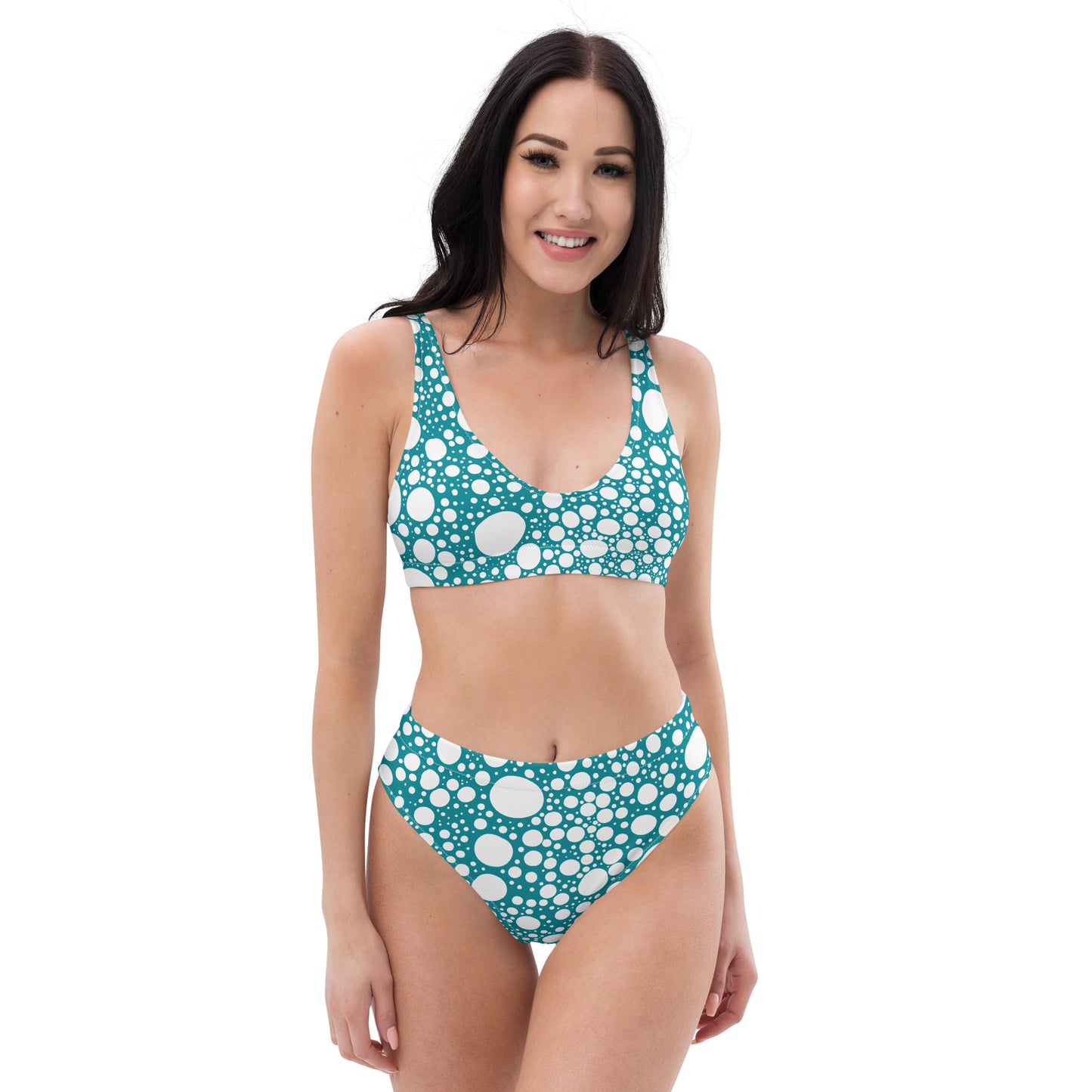 Blanca Ink Spots Blue Recycled high-waisted bikini