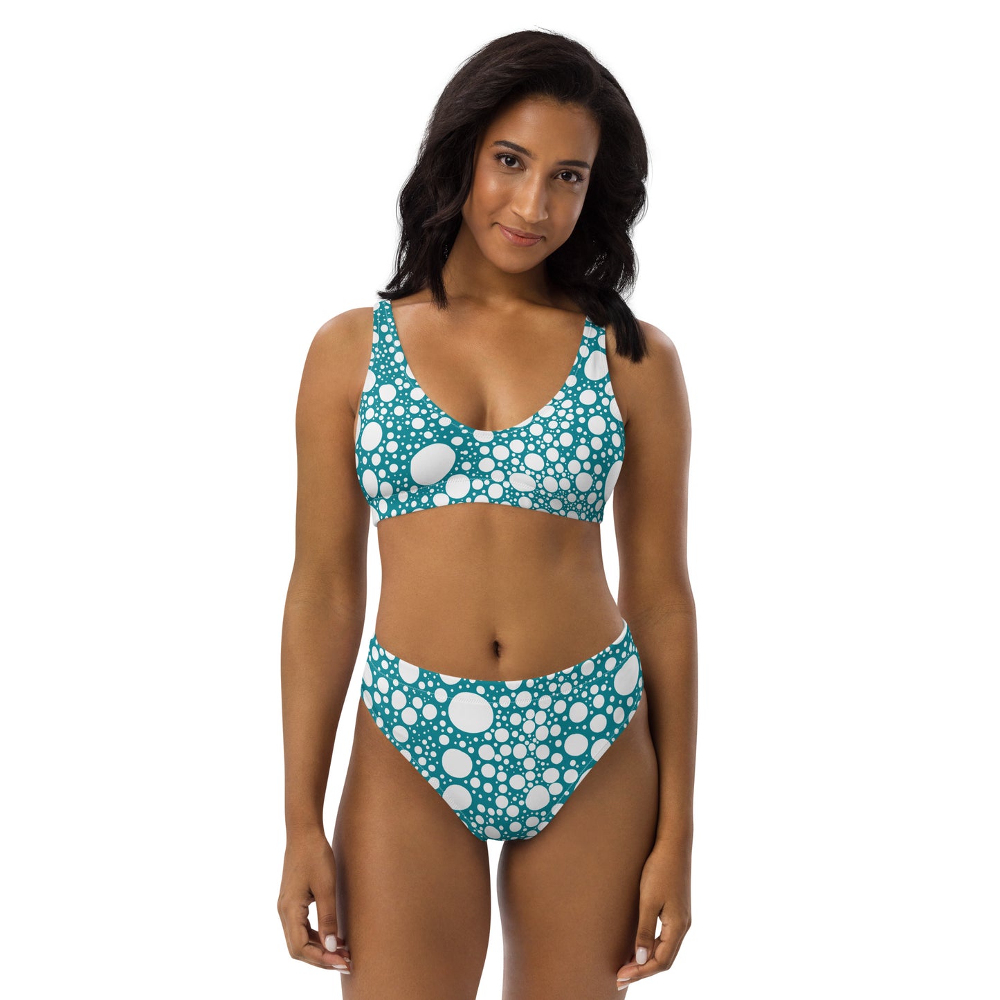 Blanca Ink Spots Blue Recycled high-waisted bikini