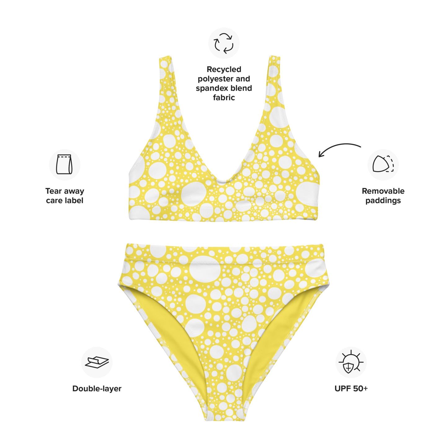 Blanca Ink Spots on Lemon Recycled high-waisted bikini