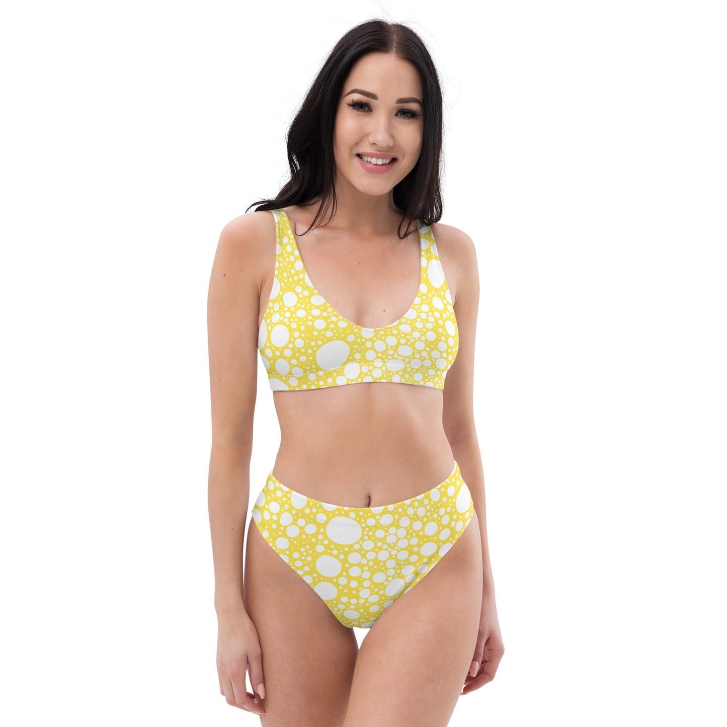 Blanca Ink Spots on Lemon Recycled high-waisted bikini