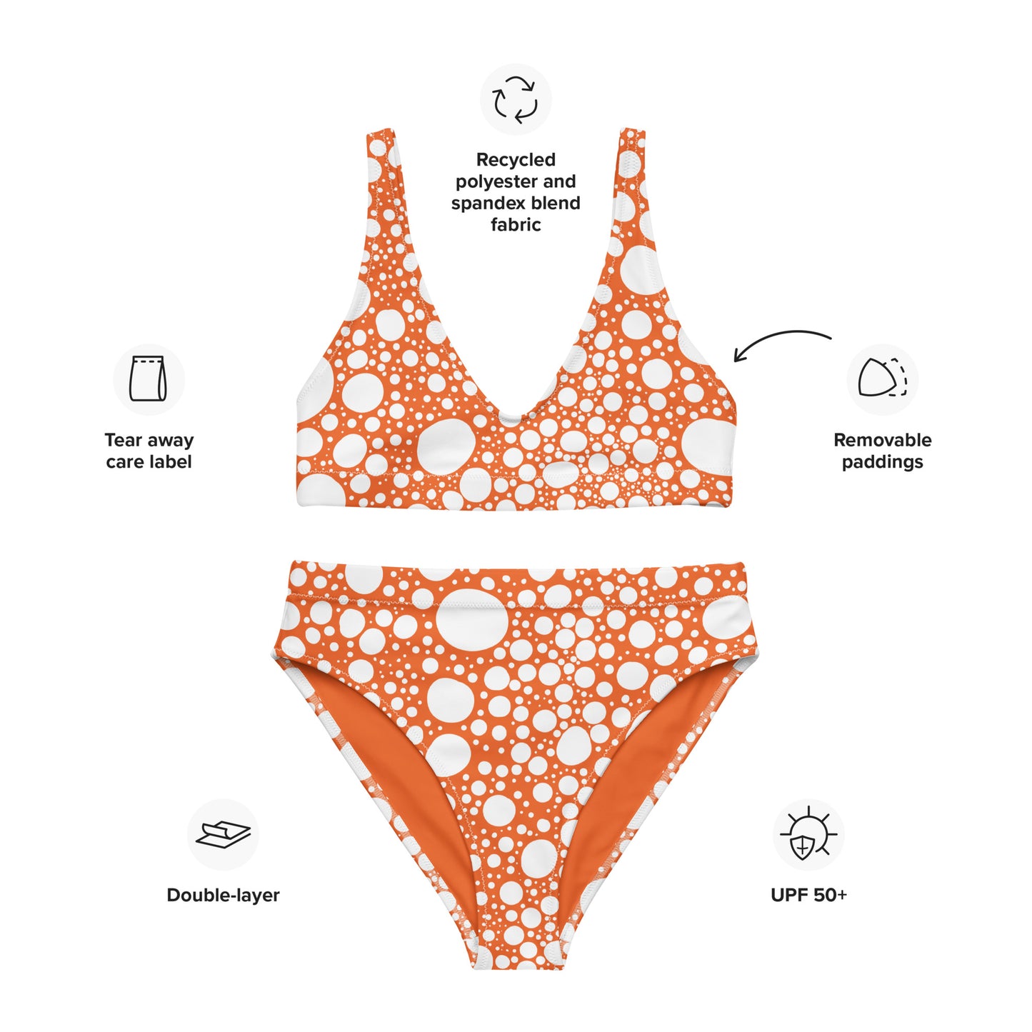 Blanca Ink Spots Orange Recycled high-waisted bikini