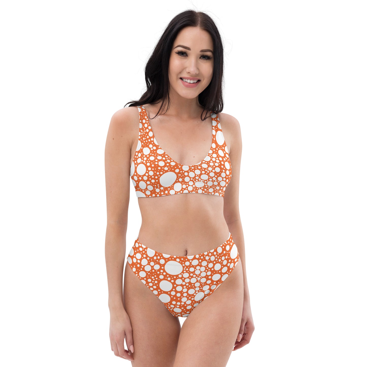 Blanca Ink Spots Orange Recycled high-waisted bikini