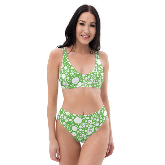 Blanca Ink Spots on Green Recycled high-waisted bikini