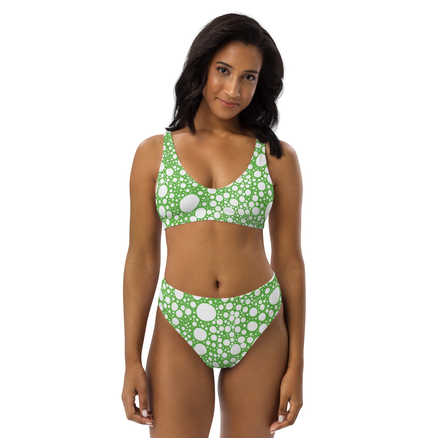 Blanca Ink Spots on Green Recycled high-waisted bikini