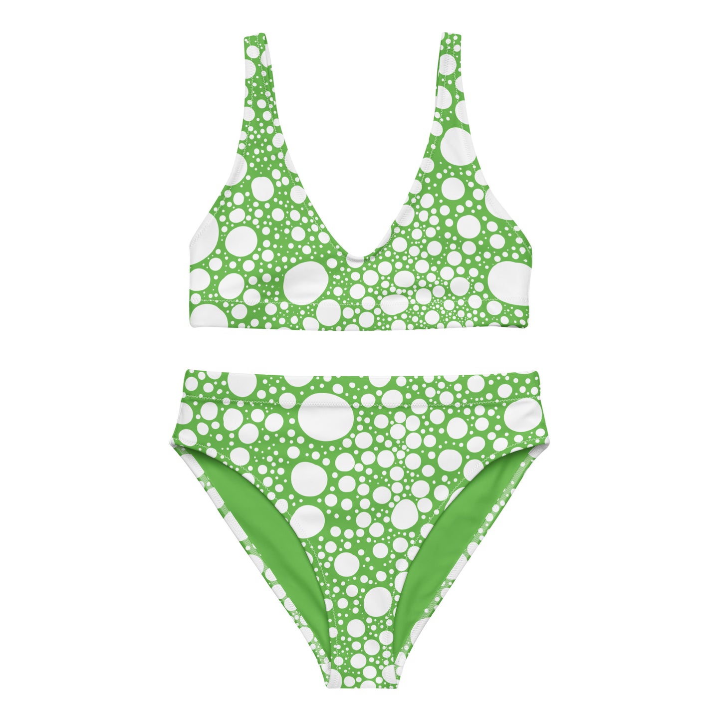 Blanca Ink Spots on Green Recycled high-waisted bikini