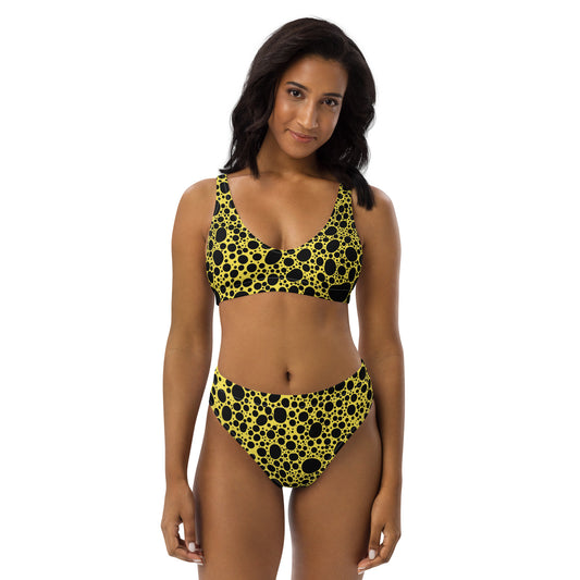 Noir Pointillism on Lemon Recycled high-waisted bikini