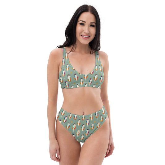 Tropical Birdsong Recycled high-waisted bikini