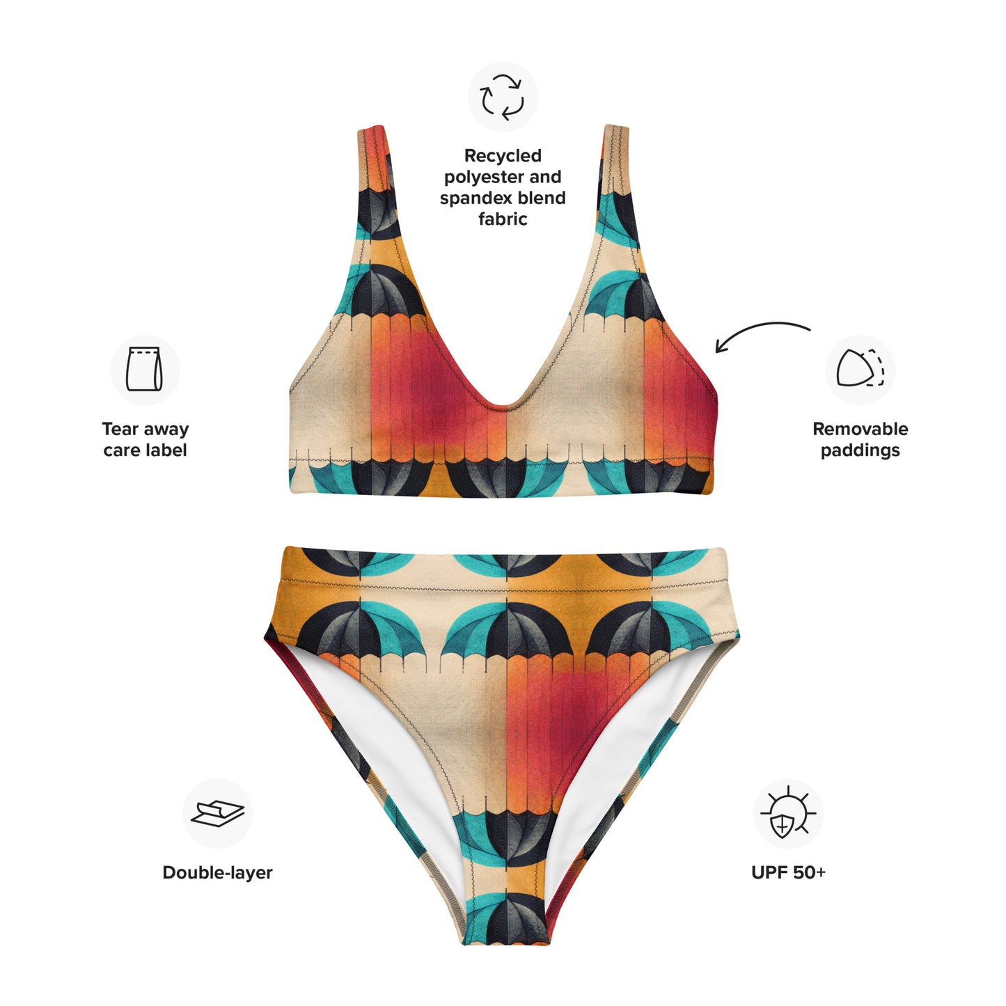 Colorful Coverings Recycled high-waisted bikini