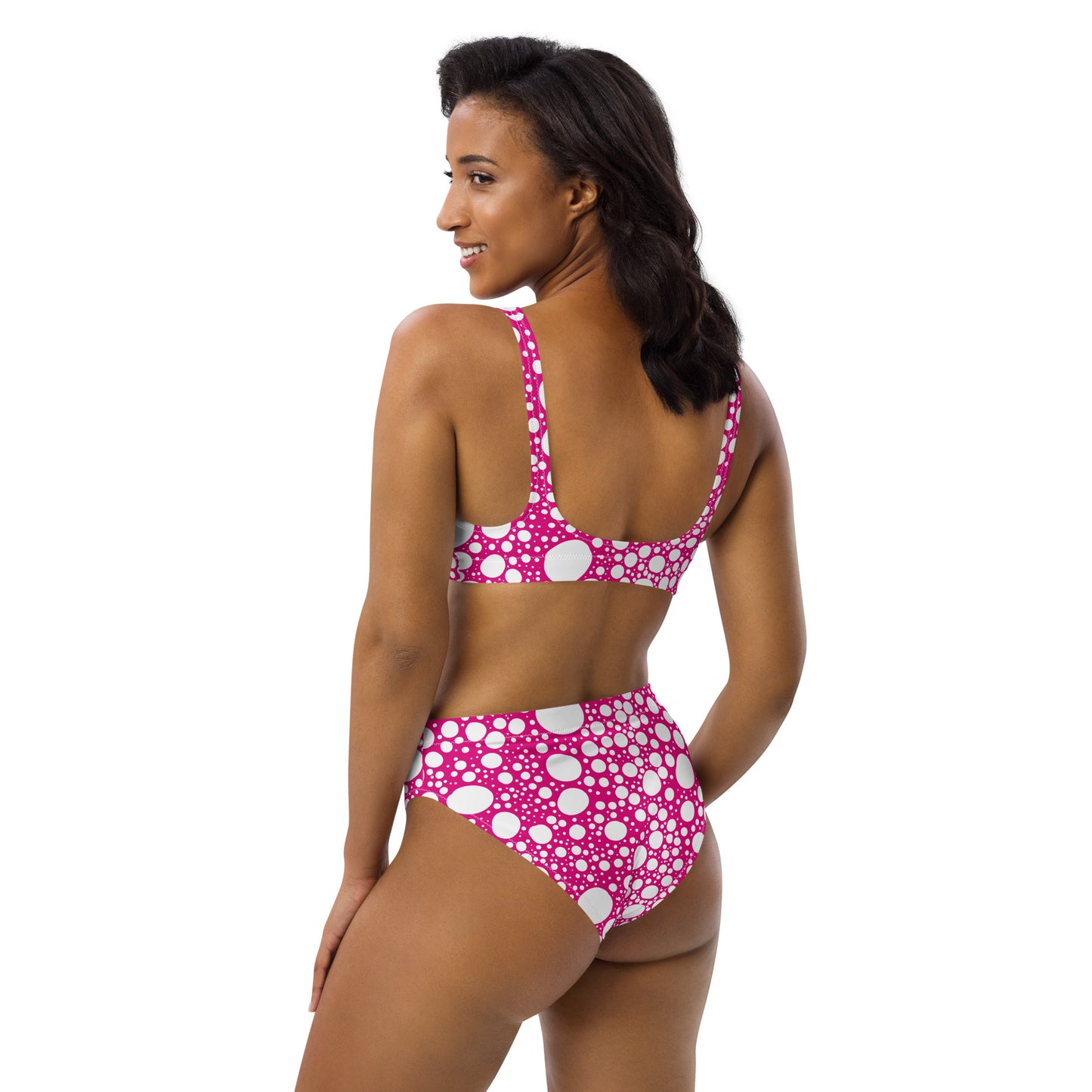 Blanca Ink Spots on Pink Recycled high-waisted bikini