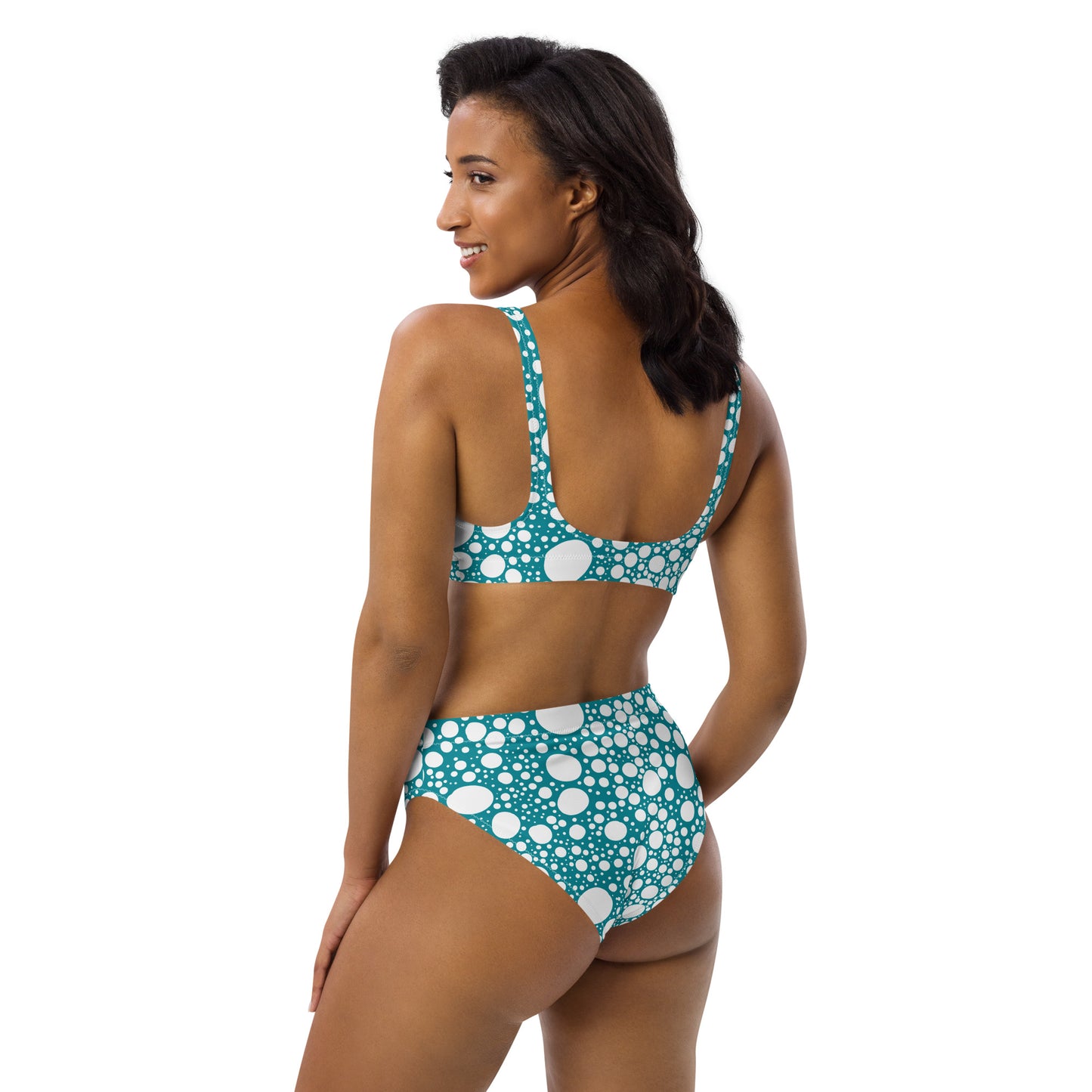 Blanca Ink Spots Blue Recycled high-waisted bikini