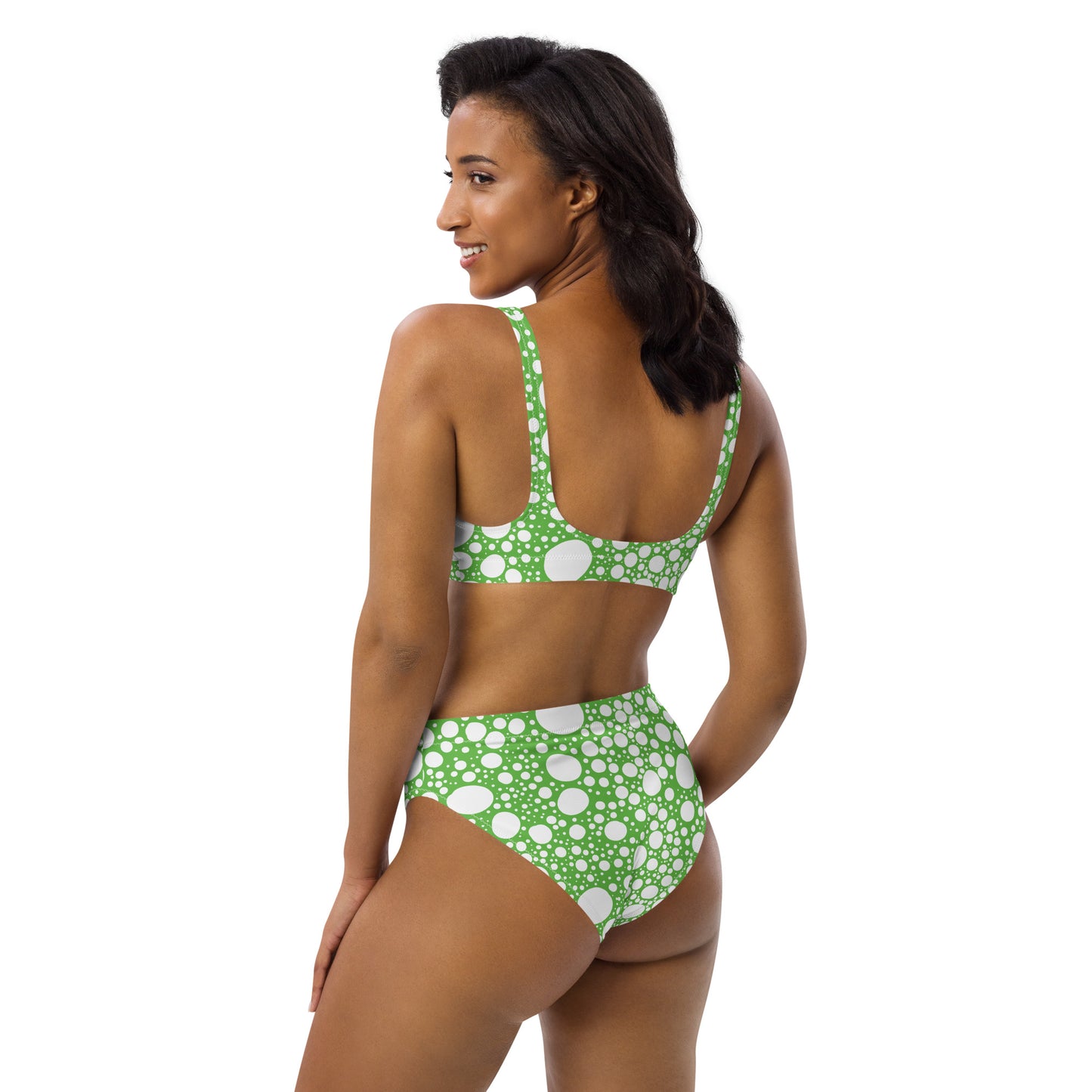 Blanca Ink Spots on Green Recycled high-waisted bikini