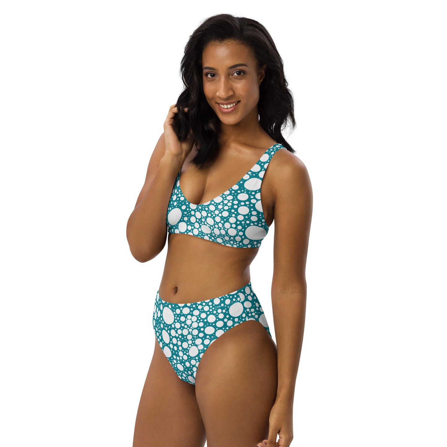 Blanca Ink Spots Blue Recycled high-waisted bikini