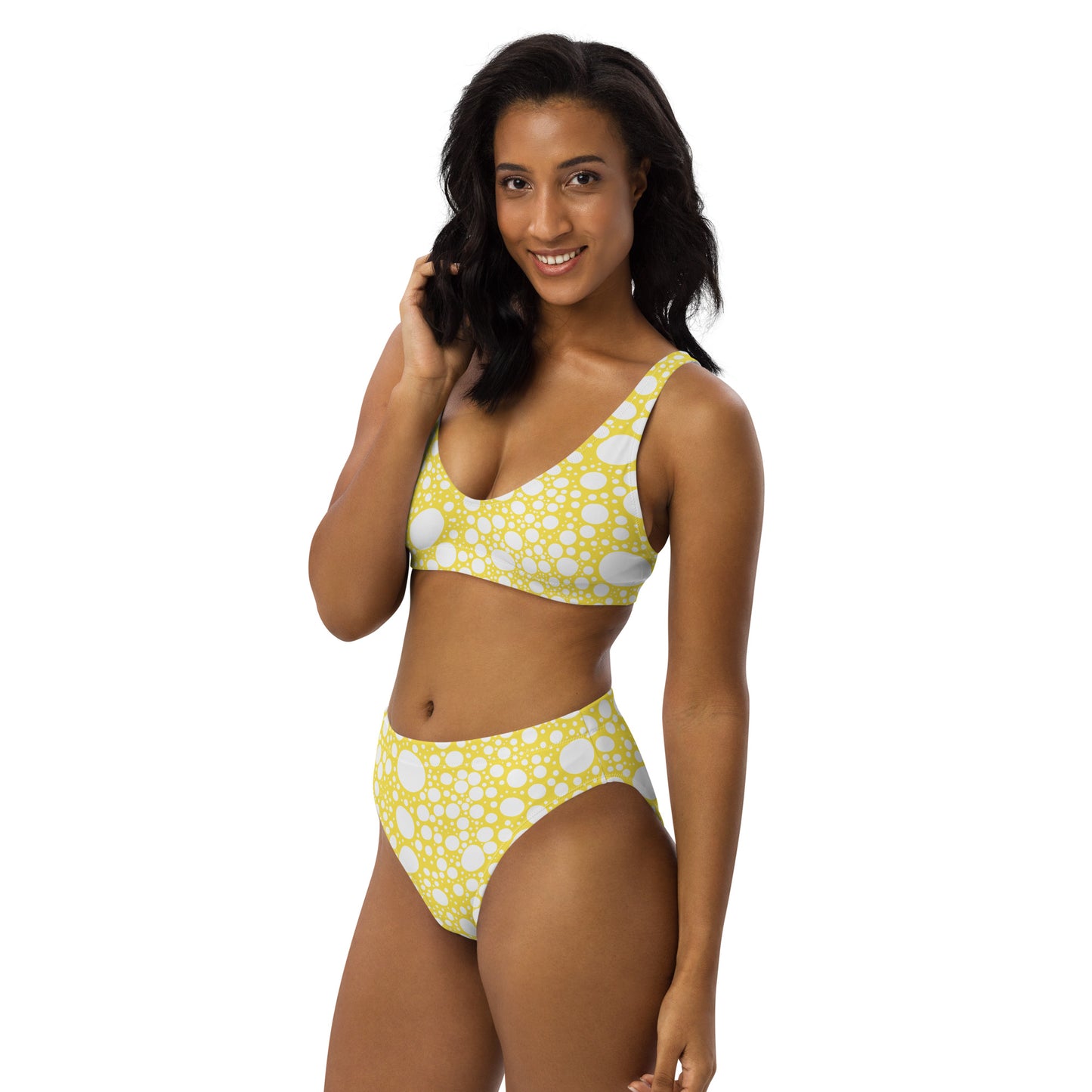 Blanca Ink Spots on Lemon Recycled high-waisted bikini