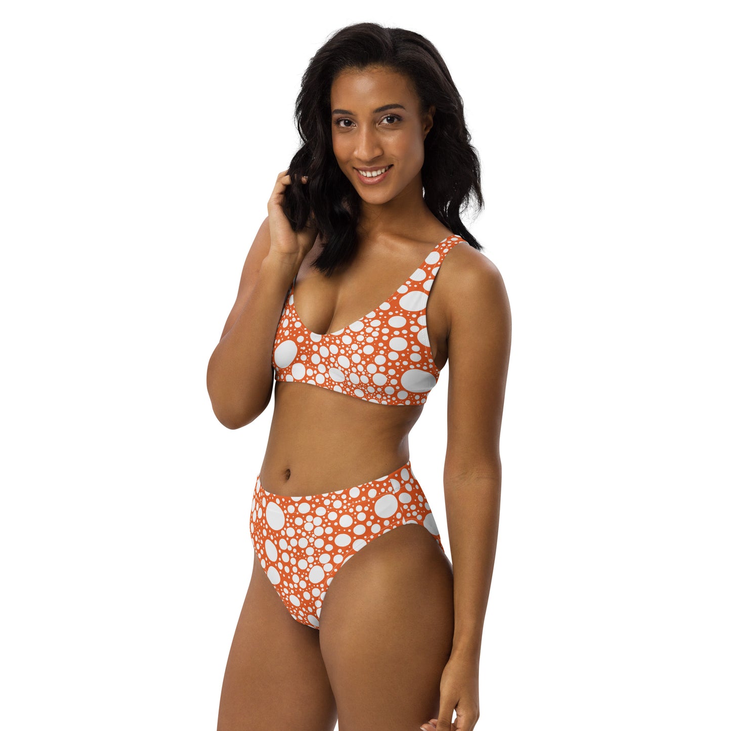 Blanca Ink Spots Orange Recycled high-waisted bikini